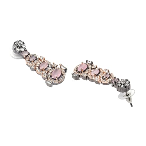 Intramural Quirky Drop Earrings with Rhodium American Diamond