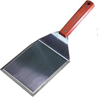 La Cuisine - Spatola extra larga in acciaio inox con manico in legno per barbecue, piastra superiore piatta, per pancake, smash, hamburger, hamburger, resistente, 12,7 x 15,2 cm, in acciaio inox, peso