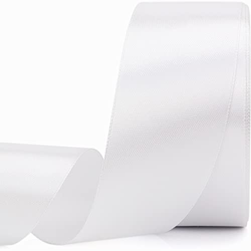 Nsilu 25 Yards 1-1/2 inches Wide Satin Ribbon Suitable for Wedding Party and Gift Box Packaging Ribbon (White 1-1/2)