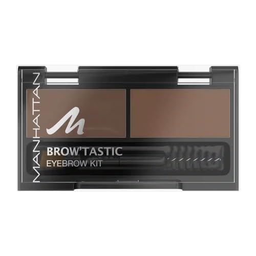 Manhattan Brow'Tastic Eyebrow Kit – wosk do brwi i puder do brwi w zestawie do utrwalania i farbowania – kolor Brow-nie 002 – 1 x 3 g