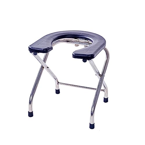 Chaise commode pliable en acier inoxydable noir 38cm pour toilettes