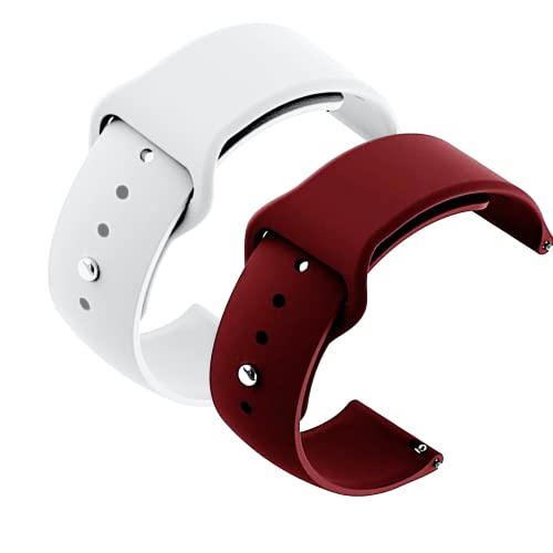 Image of YODI New Accessories Silicone 22MM Strap Belt Band for Smart Watch (Set of 2 Color) Combo Pack (Smart Watch NOT Included) (White-WINRED)