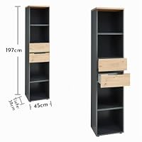 MEMPHIS Aktenregal Standregal Artisan Eiche Graphit 45 x 197 x 38 cm – Ansicht 3