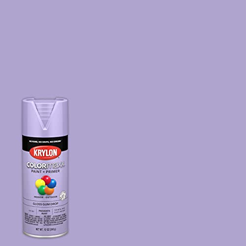 Krylon K05521007 COLORmaxx Spray Paint and Primer for Indoor/Outdoor Use, Gloss Gum Drop Purple 12 Ounce (Pack of 1)