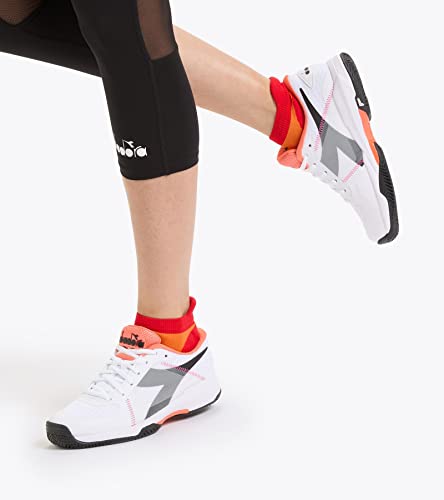 Diadora Trofeo W All Ground Pickleball Tennis Shoes (White/Black/Vermillion)2