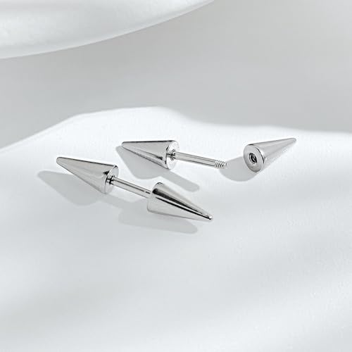 Punk Rock Stainless Steel Double Side Spike Rivet Stud Earrings4