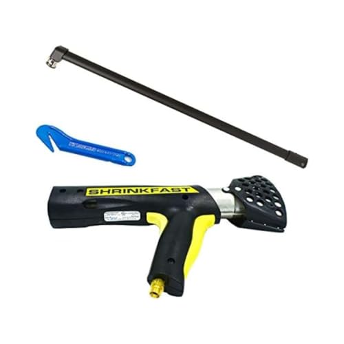Mr. Shrinkwrap Bundle - Shrinkfast 998 Propane Heat Gun, 200000 BTU, Ready to Use with 25' Hose, Regulator, Wrench, Hard Case, 4' Angled Extension, and Shrink Film Knife Made in the USA