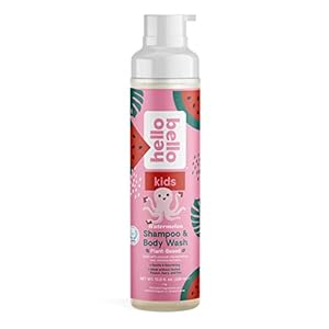 Hello Bello Watermelon Shampoo & Body Wash – Tear-Free, Hypoallergenic, Dermatologist & Pediatrician Tested, Plant Based Formula for Babies and Kids – 10 FL Oz (Packaging may vary)