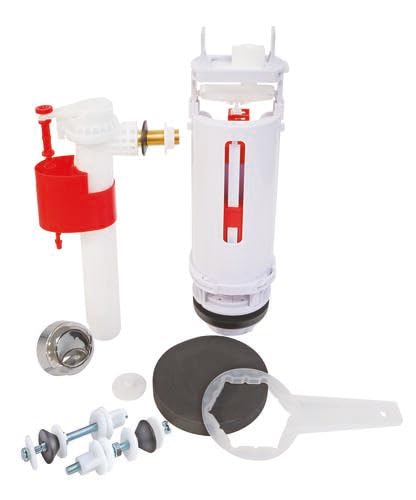 SOMATHERM FOR YOU, Chasse d'eau de WC à étrier double poussoir NF avec robinet latéral, installation facile, réglable de 190 à 300 mm, joint silicone anti-calcaire, 10 ans de garantie