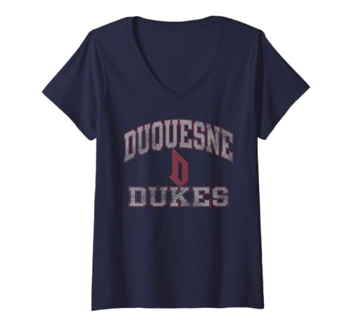 Womens Duquesne Dukes Worn Navy Officially Licensed V-Neck T-Shirt
