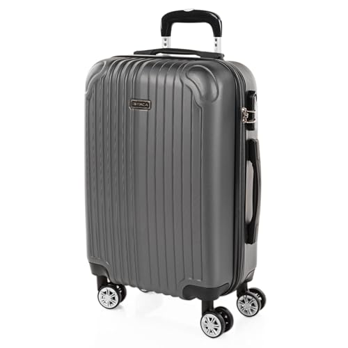 ITACA - Maleta de Cabina 55x40x20 - Maletas De Viaje Cabina Rígidas Trolley con 4 Ruedas Dobles para Avion Ligera Equipaje De Mano Candado de Combinación. Compatible Ryanair, Antracita