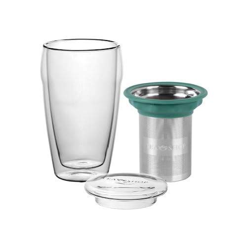 Miniatura 2 de Tea Shop - Taza De Té O Infusiones - Taza All In One Jumbo Basil - Taza De Cristal Termorresistente Con Infusor De Acero Inoxidable - 400 Ml - Verde