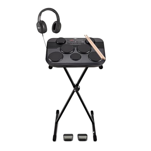 DD80 Portable Electric Drum Kit Set - Electronic Drums Pads with 7 Pads Pedals Stand and Headphones by Gear4music