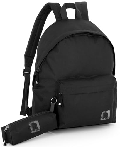 Julian Ross Zaino con Astuccio Coordinato – Impermeabile Leggero 41x31x18 cm in Poliestere – 24L Casual Donna Uomo e Ragazze Ragazzi Bambini – Ideale per Scuola, Viaggi e Tempo Libero – Nero