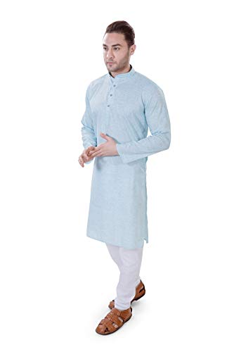 Image of Amazon Brand - Anarva Men's Pastel Linen Kurta Pyjama Set