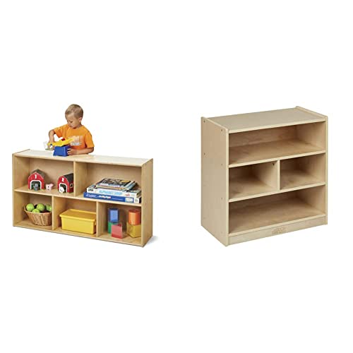 Youngtime Jonti-Craft 7143Yt Low Single Storage, 12" Depth & Ecr4Kids Birch 24In Small Cubby Block Storage Unit With Rolling Casters, Natural Hardwood Shelving For Kids Classroom, Mobile Toy #TOP5