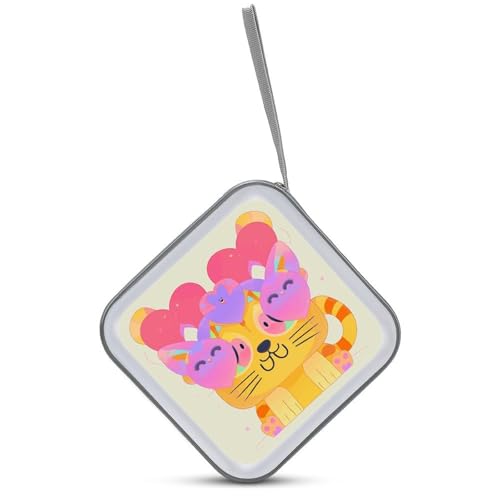 Étui CD/DVD 40 compartiments en plastique avec fermeture éclair motif chaton mignon
