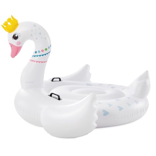 Image of Ride-On Air Inflatable Swimming Pool Float| Children Safety Rider Tube Float for Water Fun |Floater Raft Lounger Pool Mattress for Kids & Adults with Handles (Age 3+) (Majestic Swan)