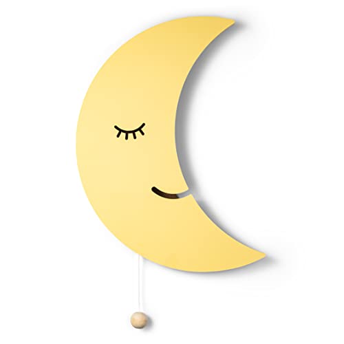 Image of Lumipets Moon Wall Light - Nursery Decor, Baby Room Decoration, Wall Mounted, Battery Operated, Lightweight Hanging Crescent Night Light for Babies, Toddlers, Kids - 17.7 x 11.2 x 1.5-in
