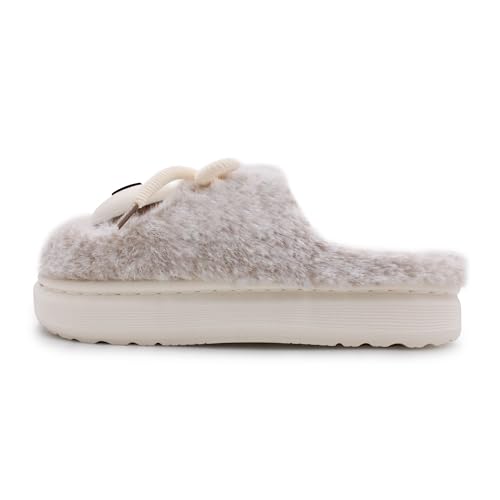 Image of VRITRAZ Unisex Adult Comfort Closed Toe Warm Fur Home Clogs Indoor Slipper for Women