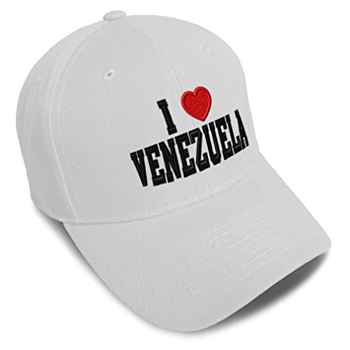 Baseball Cap I Love Venezuela I Love Acrylic Dad Hats for Men & Women White