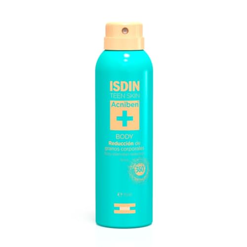 ISDIN Acniben Body Spray - For Body Acne Bacne & Chest Spots - Salicylic & Glycolic Acid Exfoliant - Quick Drying 360 Nozzle 150ml