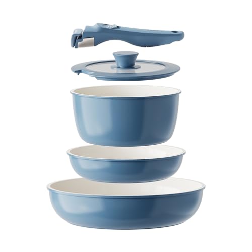 Redchef Ceramic Cookware Set, Removable Handle Pots and Pans...
