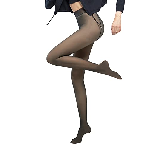 Mivnue Fleece Lined Tights For Women High Waisted Winter Warm Sheer Black Womens Thick Tights Thermal Fake Translucent Pantyhose #TOP4