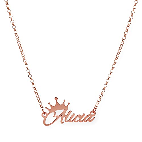 Pendentif argent sterling 925 anti-allergie couronne avec nom pour femme