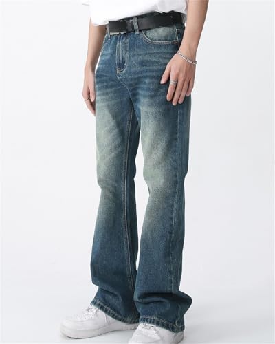 Men's Relaxed Bell Bottom Fit Comfort Flared Retro Leg Denim Jeans Original Straight Fit Denim Jeans4
