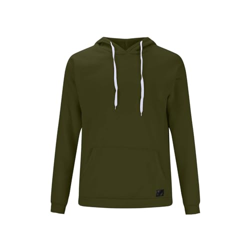 Mens Casual Fleece Hoodies Long Sleeve Hooded Sweatshirts with Pockets Fall Solid Color Pullover Tops3