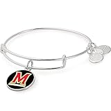 Alex and Ani Collaborations Expandable Bangle for Women, University of Maryland Logo Charm, Shiny Silver Finish, 2 to 3.5 in