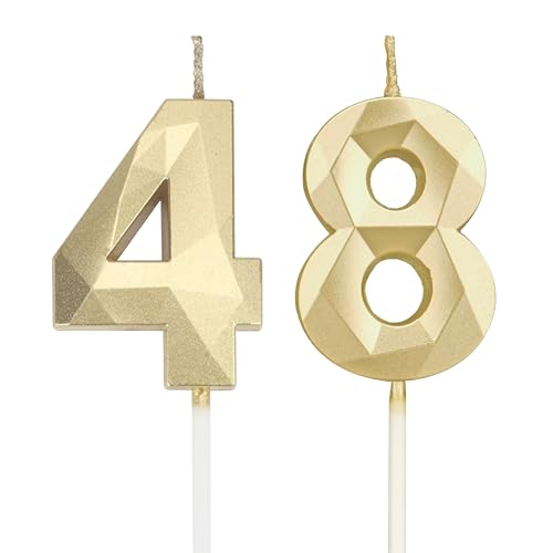 Candele per il 48° compleanno, candele con numero dorato, decorazione
