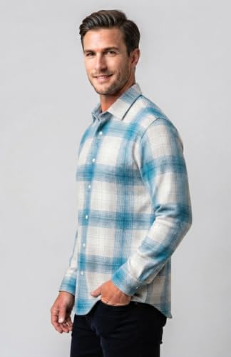 Image of DEEMOON Men's Cotton Blend Regular Fit Shirt | Full Sleeves Checkered Casual Button-Down Shirt for Men (Available in Plus Size)