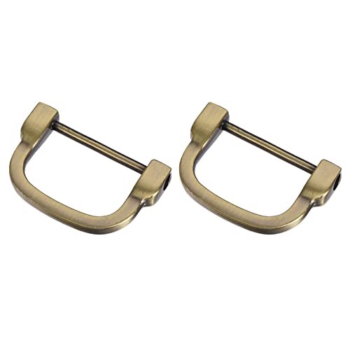METALLIXITY Horseshoe D-Rings (30mm) 2pcs, Screw-in U-shaped Buckles Shackle - for Car Keys Keychain Bags Leather Crafts Bronze Tone