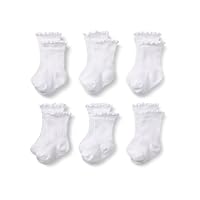 Amazon Essentials x Sofia Grainge Babies, Toddlers, and Girls' Scallop Top Socks, 6 Pairs