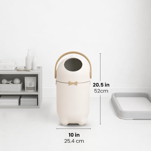Image of iTouchless Odor-Block Dog Poop Can, 4 Gal Ag+ Silver Ion Trash Bin, Ivory | Easy One-Hand Disposal | Lightweight & Rust-Proof | Indoors & Outdoors | 20 Free Bags Incl | Pets & Cats Waste | Home, Patio