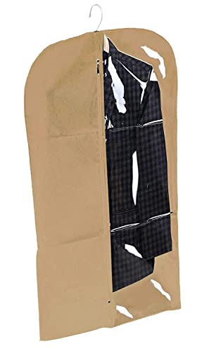 Image of Kuber Industries Half Transparent Blazer Cover|Suit covers with zip for Men, Women|Cloth Organizer for Wardrobe|Transparent Window & Premium Zipper|Pack of 4 (Brown)