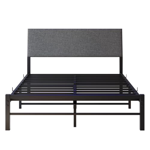 Bett120x200 mit Lattenrost aus Metall,Jugendbett 120x200 mit Kopfteil und Stauraum,Bettgestell 120x200 cm mit LED Beleuchtung,Gästebett,Doppelbett KeinBoxspringbett Erforderlich,Schwarzes – Bild 7