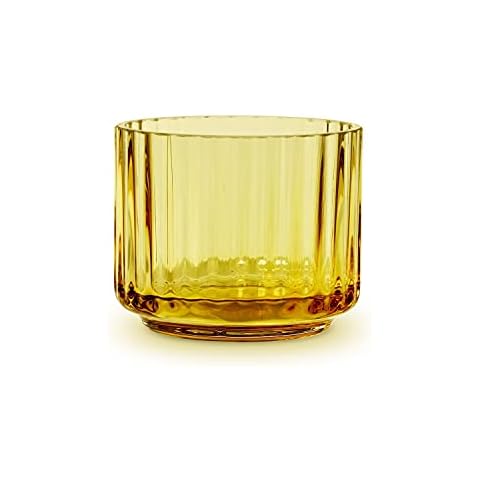 Lyngby Porcelæn Tea Light Holder Diameter 6.7 cm Candle Holder & Candles Mouth-Blown Yellow Cover