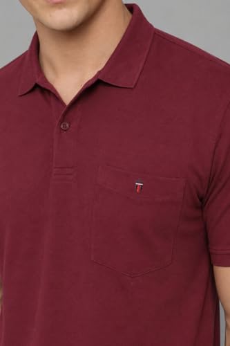 Image of Louis Philippe Men's Slim Fit Single-Tuck Pique Sophisticated Staple Half Sleeve Polo Tshirt with Pocket