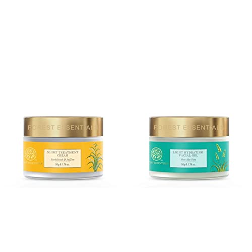 Image of Forest Essentials Sandalwood and Saffron Night Treatment Cream, 50g & Forest Essentials Pure Aloe Vera Light Hydrating Gel, 50g