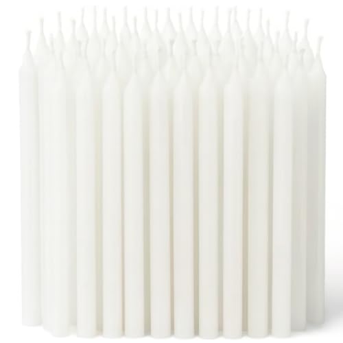 Unscented Pure Wax Stick Church Candle Pack of 50 (White) || Espe...