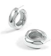 CONRAN KREMIX Chunky Gold Hoops Earrings for Women Thick 18K Real Gold Plated Open Hoop Lightweig...