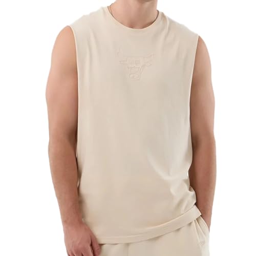 Camiseta sin mangas Chicago Bulls New Era beige de algodón transpirable estilo tank top