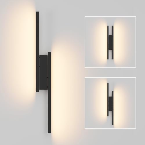 Klighten Aplique Interior Led 24W 1700LM, Lámpara de pared Decorativo Mordern, Luces de pared para Dormitorio, Sala de Estar, Escalera, Longitud Ajustable: 40-60 cm, Blanco Cálido 3000K, Negro