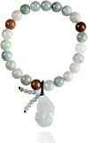 YNIYUJKL Pulseras De La Suerte, Pulseras De Cuentas De Jade Natural Feng Shui para Hombres Y Mujeres, Pulseras Ajustables con Colgante De Borla, Joyas De Amistad Y Buena Suerte, R
