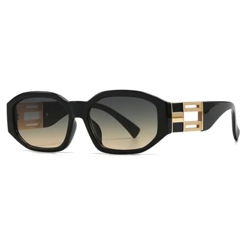 Lunettes de soleil populaires verres creux noirs et bleus look rétro punk