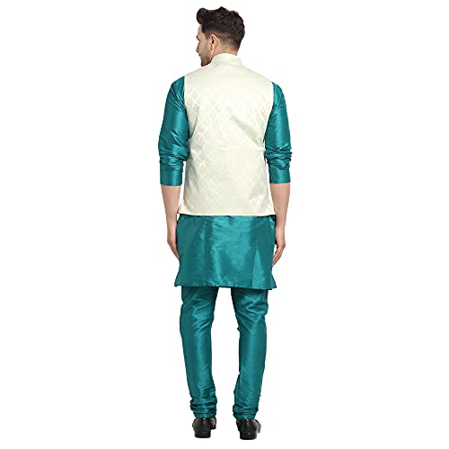 Image of SAIFOO Men's Kurta Pyjama & Printed Nehru Jacket Set.