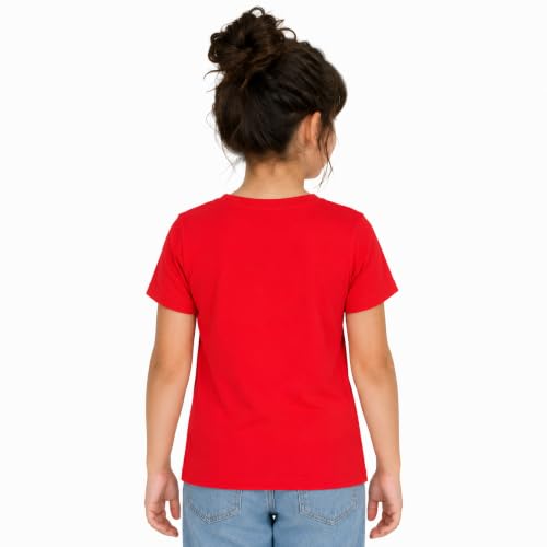 Image of Kids Round Neck Girls Tshirt | Short Sleeves | Natural Organic 100% Cotton Soft Comfortable Fabric | Plain Color Original Branded Half Sleeve | School t-Shirt for Girl Kid | Sleepwear Everyday Casual